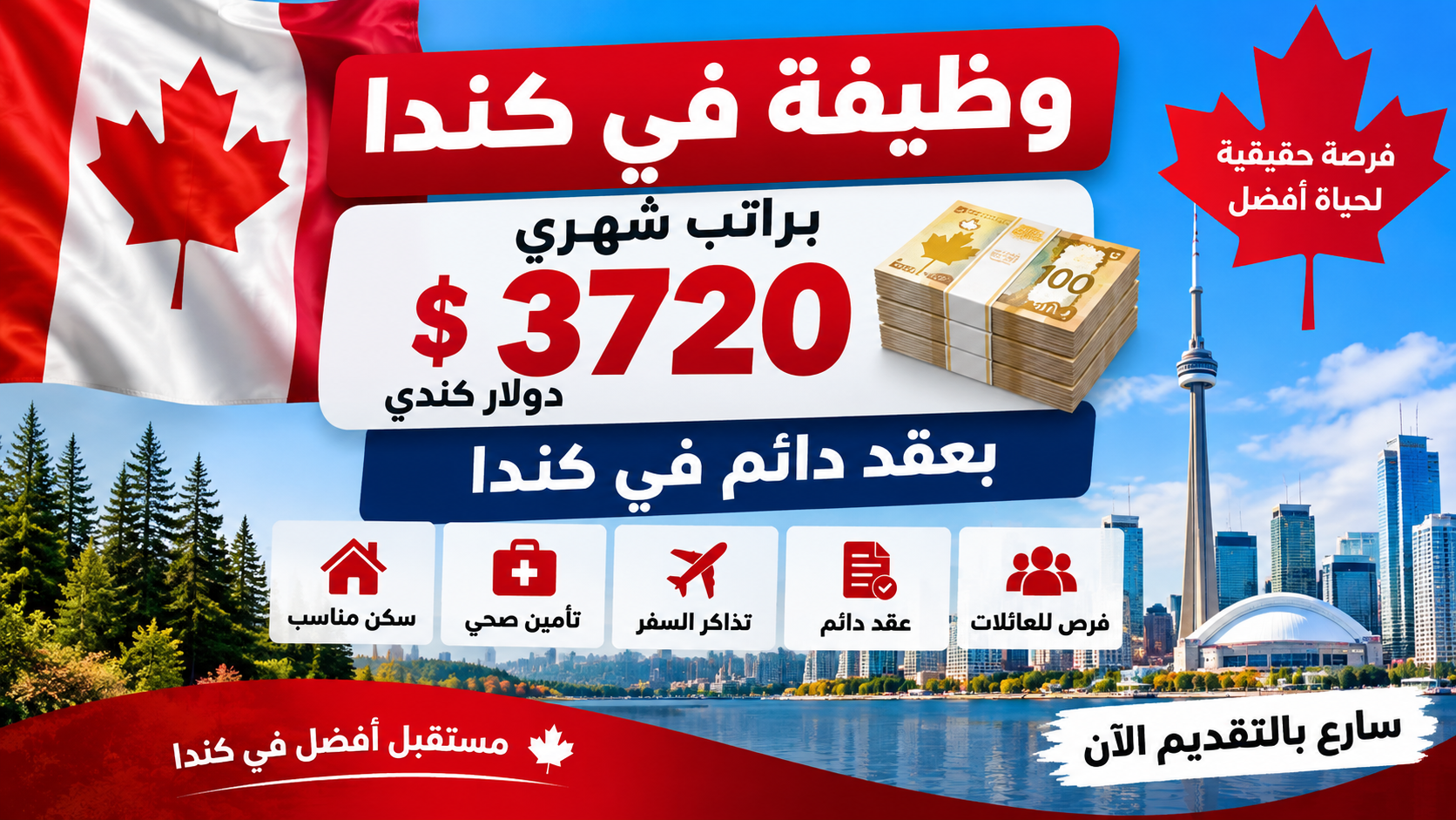 وظيفة براتب 3720 دولار كندي بعقد دائم في كندا